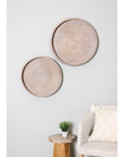 Indigo Road by Egypt Sherrod x East at Main Nami Whitewashed Rattan Round Trays (Set of 2)