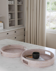 Indigo Road by Egypt Sherrod x East at Main Nami Whitewashed Rattan Round Trays (Set of 2)