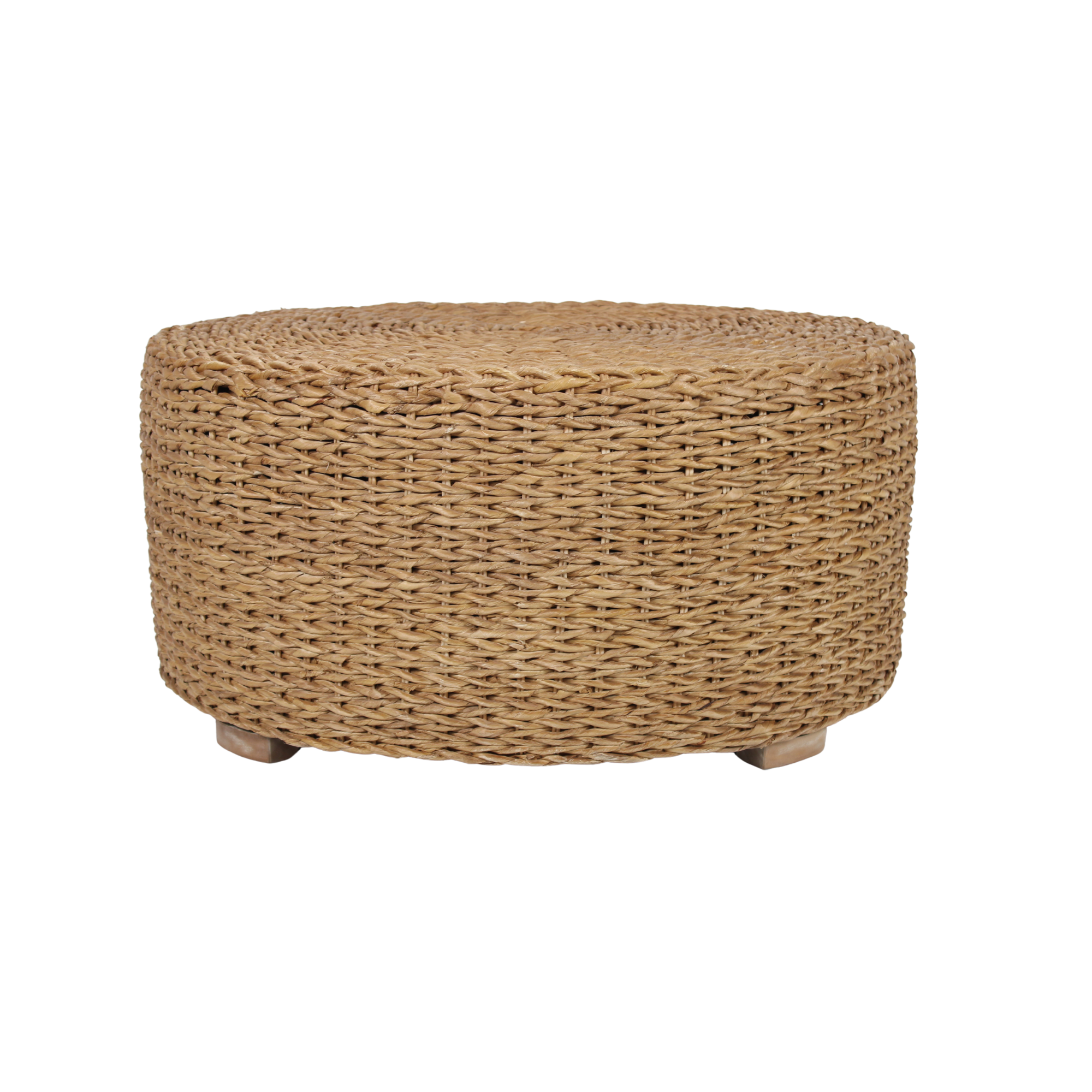 Liv Hand-Woven Natural Abaca Wood Round Coffee Table