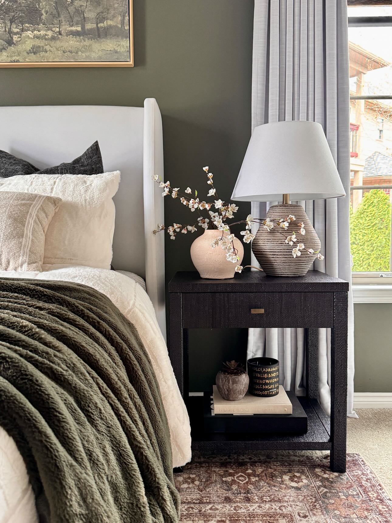 bedside table dressing Gia Raffia Wrapped Nightstand