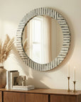 Aurora Round Bone Inlay Wall Mirror