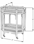 Amelia Rattan Bar Cart with Shelf Solid Wood bar cart