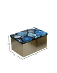 Ava 8" W Gold Metal And Agate Box, Set of 2 Solid Wood decorative accessories