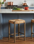 Cruz Banana Leaf Rush Counter Stool, Set of 2 Solid Wood counter stool
