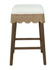 Maris Scalloped Rattan Counter Stool, Set of 2 Solid Wood counter stool
