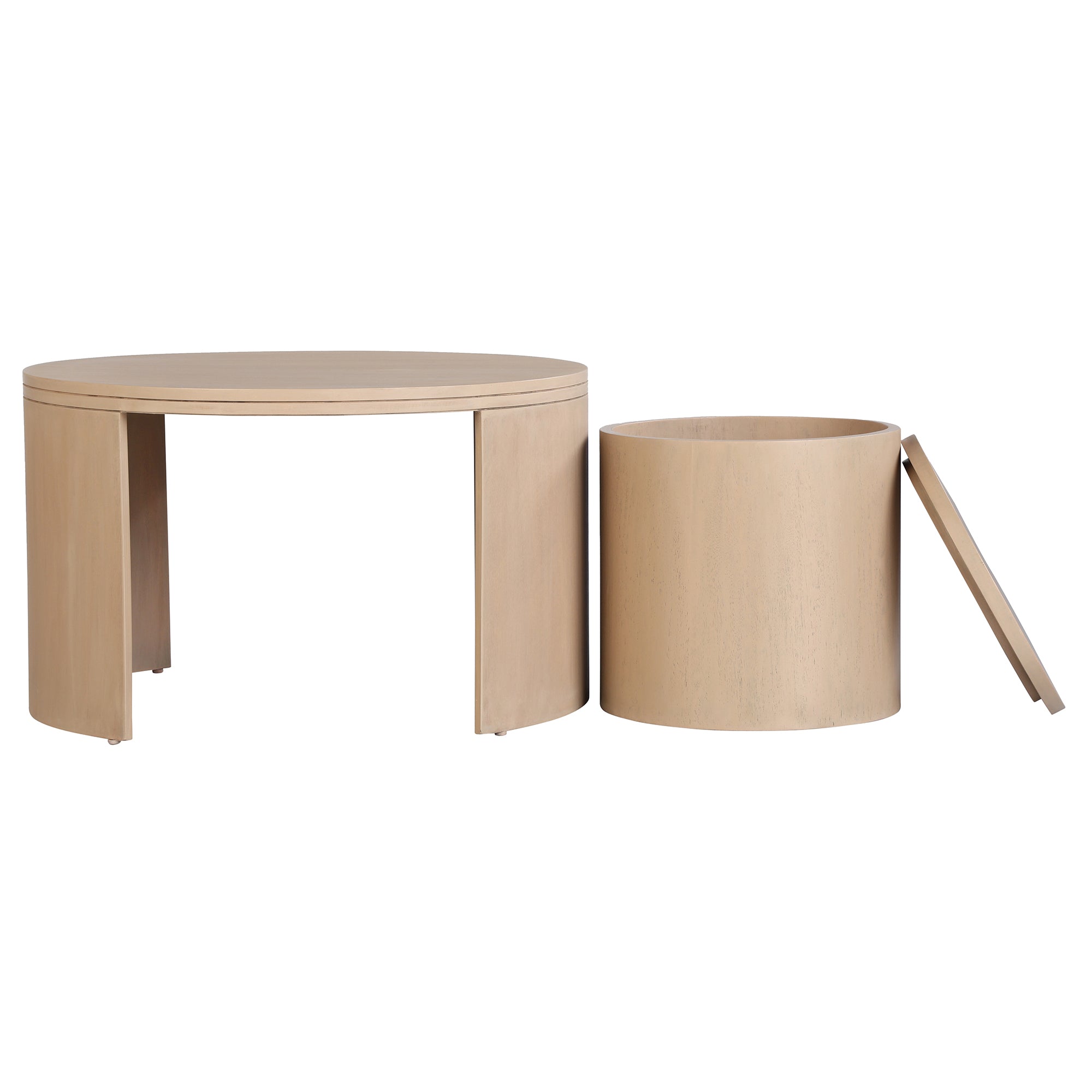 Indigo Road by Egypt Sherrod x East at Main Cyrus Round Storage Coffee Table and Nesting Stool
