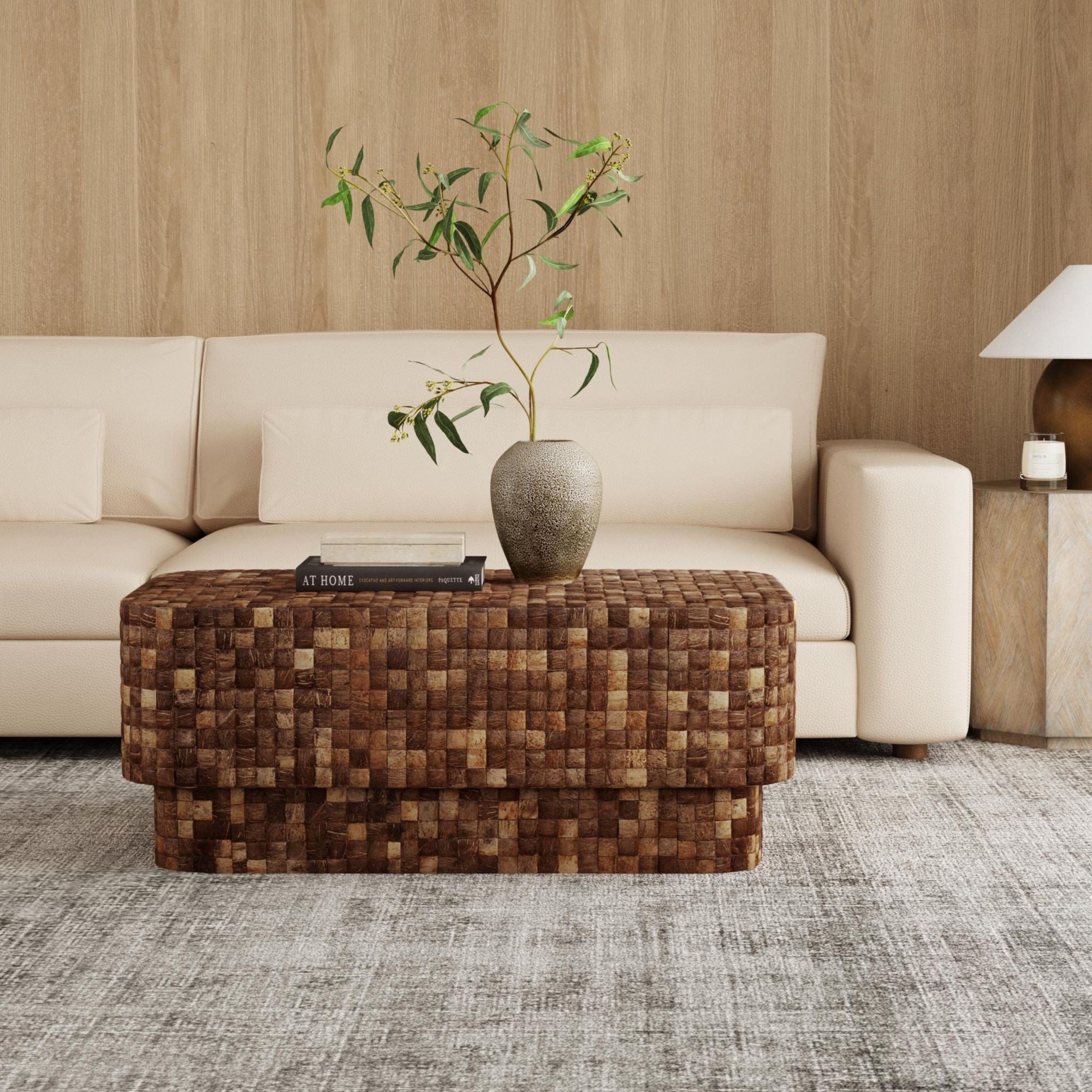Premium Rectangular Coconut Shell Coffee Table from Samoa