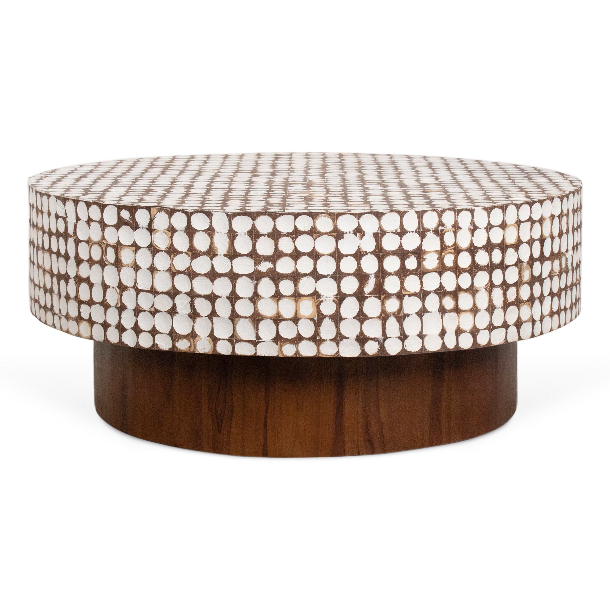 Mila Coconut Shell Round Pedestal Coffee Table