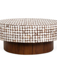 Brown Mila Round Coconut Shell Pedestal Coffee Table Solid Wood coffee table