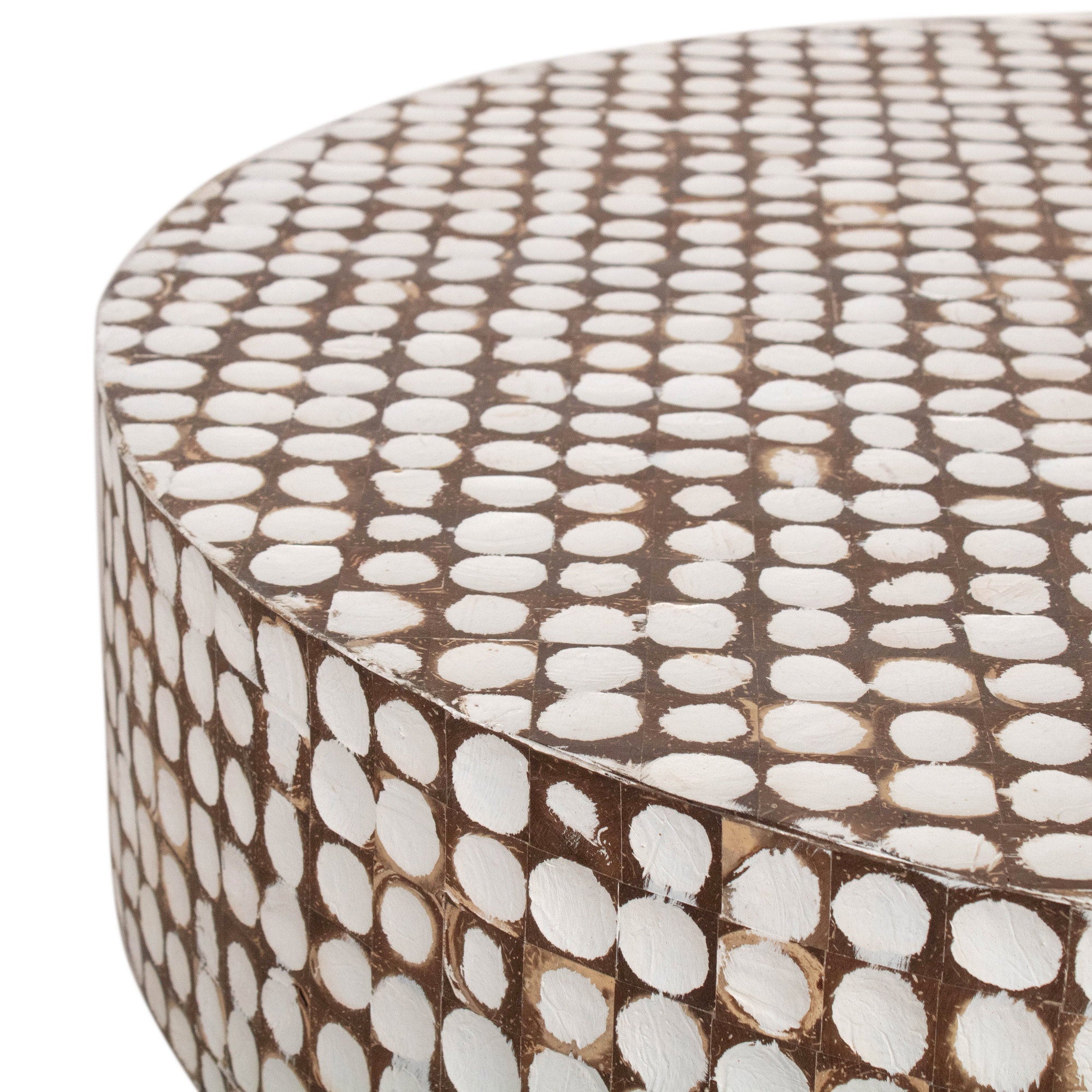 Mila Coconut Shell Round Pedestal Coffee Table