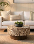 Mila Round Coconut Shell Pedestal Coffee Table