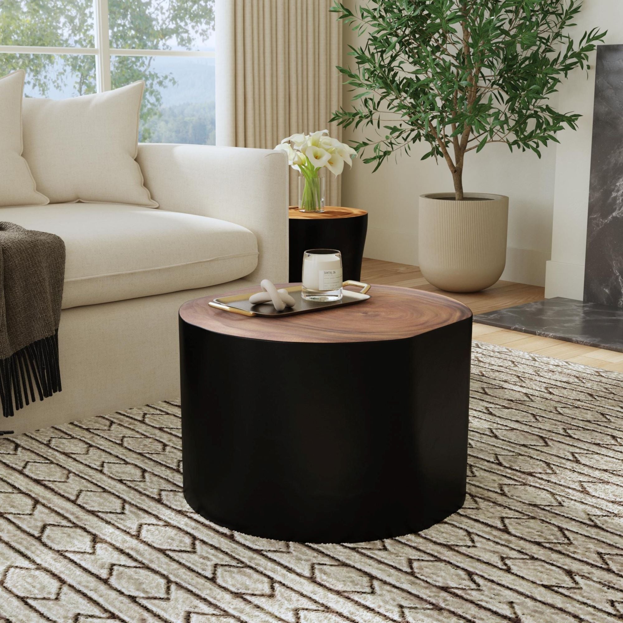 Kaia Munggur Wood Tree Stump Coffee Table | East at Main
