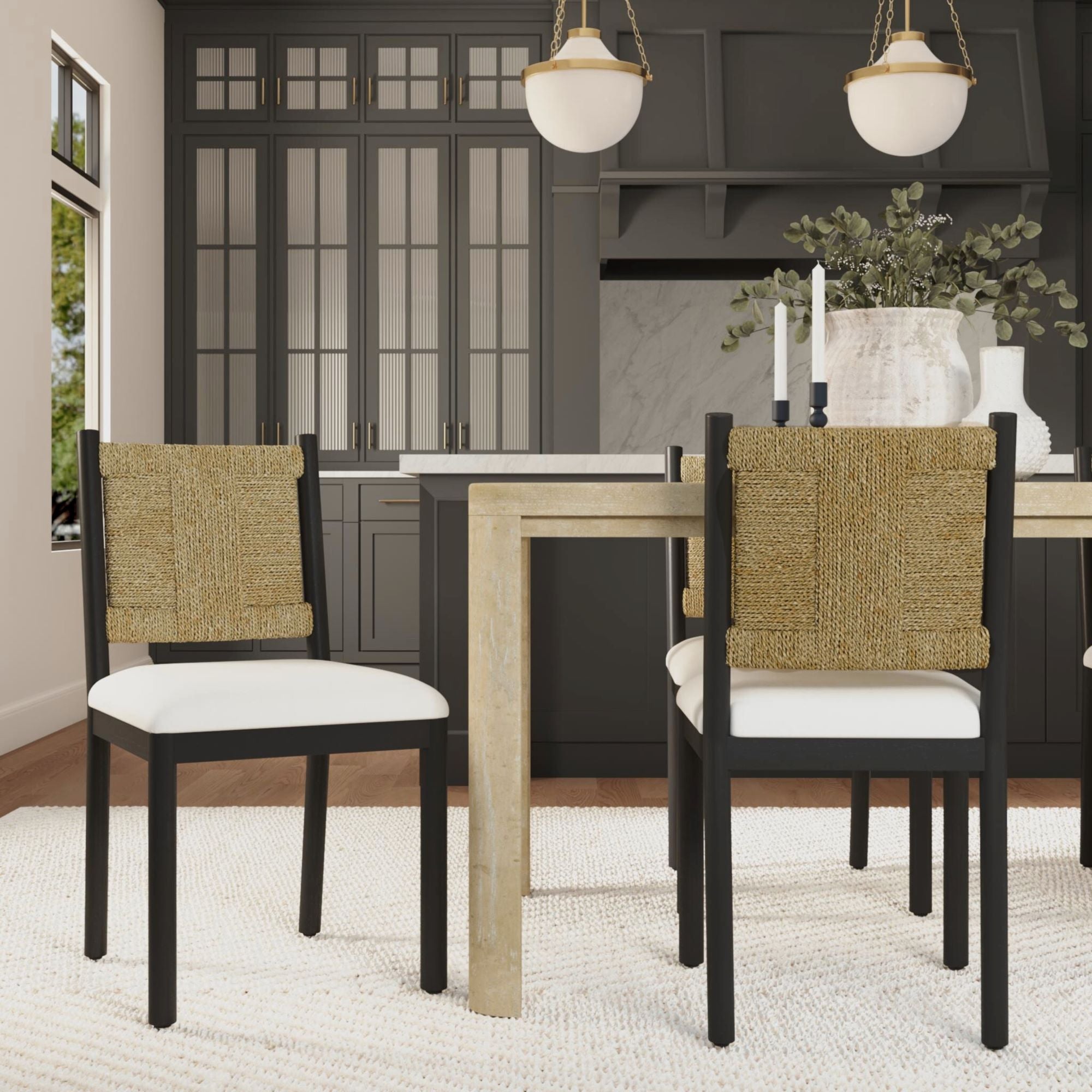 Indigo Road by Egypt Sherrod x East at Main Kauai Woven Seagrass Dining Chair, Set of 2