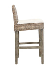 Duvall Handwoven Rattan and Teak Stool Solid Wood counter stool