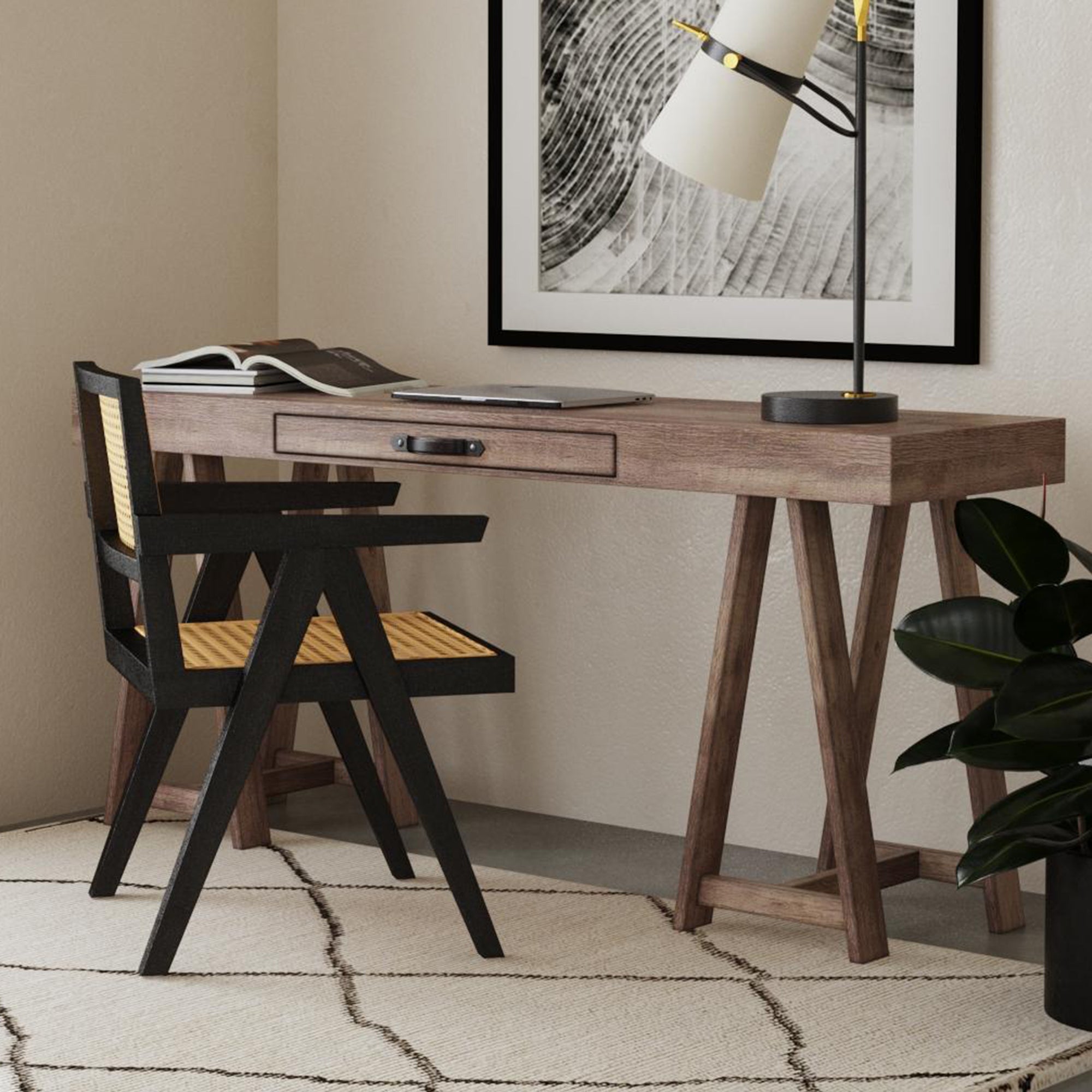 East at Main Gwen 29.5 in. Grey Mahogany Desk