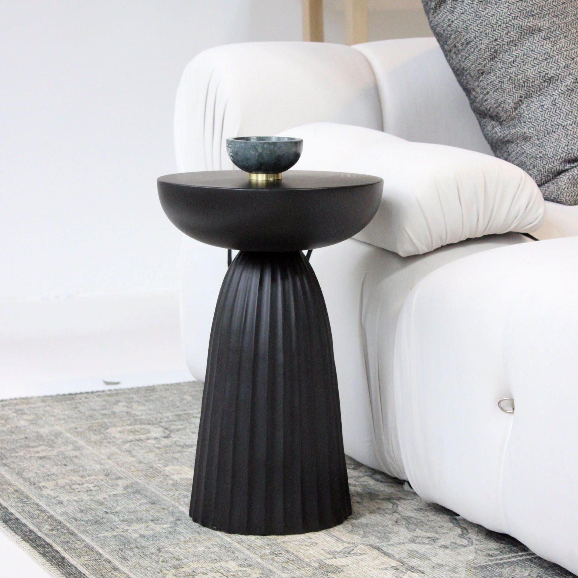 Cinched Metal Round Pedestal Accent Table – East at Main