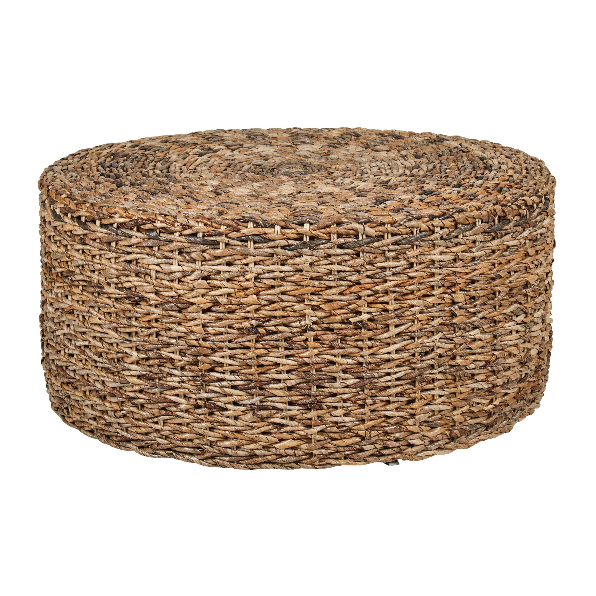 Liv Hand-Woven Natural Abaca Wood Round Coffee Table