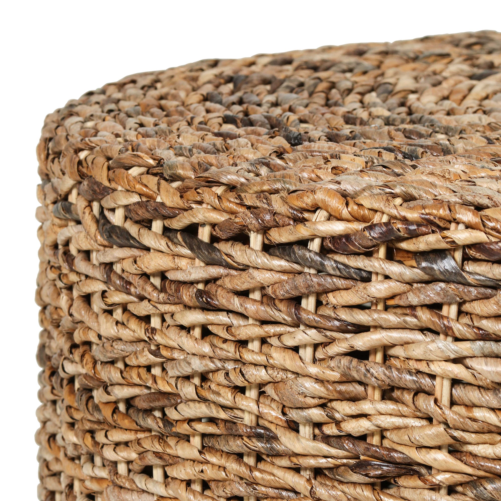 Liv Hand-Woven Natural Abaca Wood Round Coffee Table