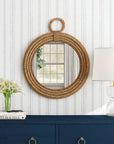 Daisy 24" Round Handwoven Jute Mirror Solid Wood wall mirror