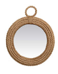 Brown Daisy 24" Round Handwoven Jute Mirror Glass wall mirror