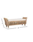 Francine 57" Banana Leaf Double Bench Solid Wood bench