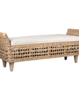 Beige Francine 57" Banana Leaf Double Bench Mahogany Wood bench
