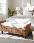 Naomi Handwoven Abaca Upholstered Bench