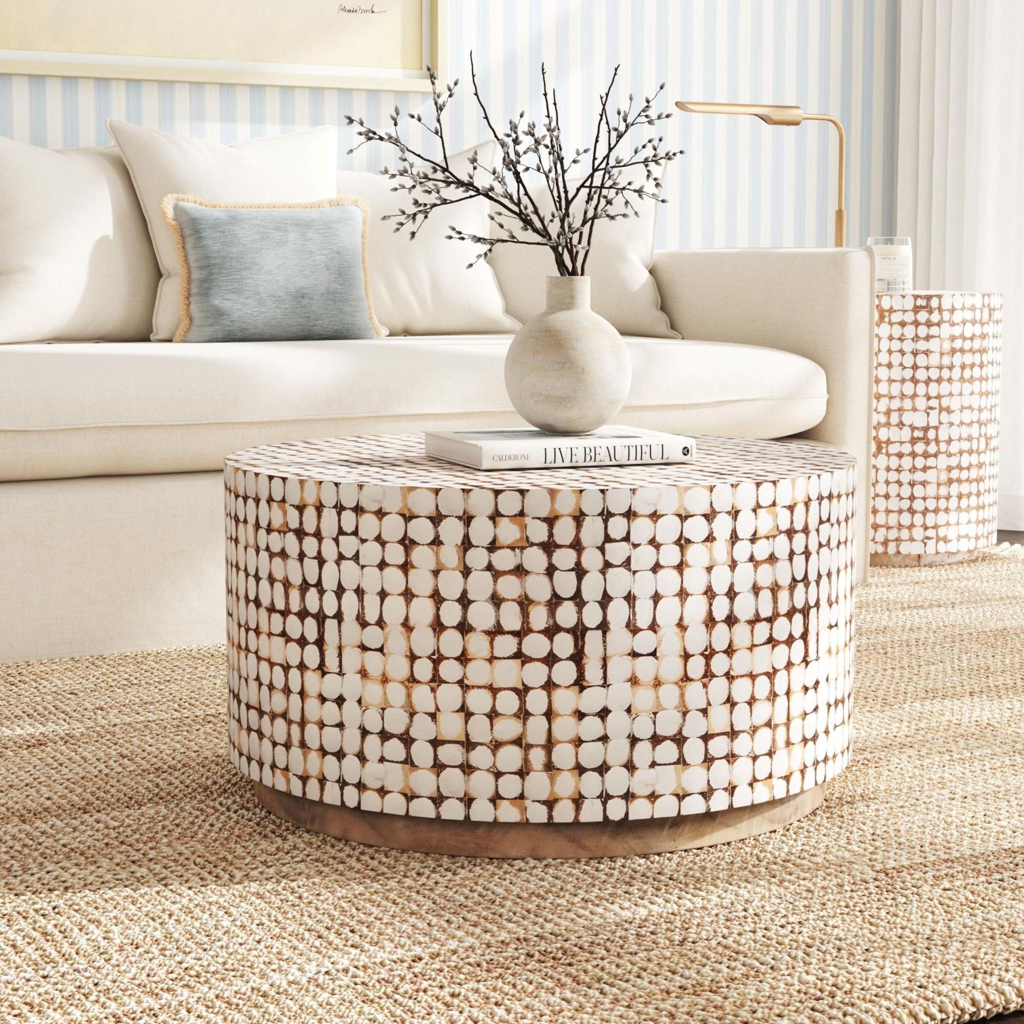 Mila Round Coconut Coffee Table