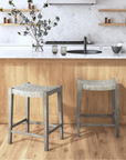 Indigo Road by Egypt Sherrod x East at Main Javi Rattan and Mahogany Counterstool (Set of 2)
