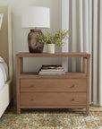 Gemma Rectangular Solid Bayur Wood 34" 2 Drawer Nightstand