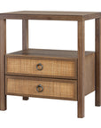 Brown Rowan Cane Door Nightstand with Shelf Bayur Wood nightstand