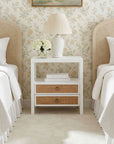Rowan Cane Door Nightstand with Shelf Solid Wood nightstand