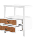 Rowan Cane Door Nightstand with Shelf Solid Wood nightstand