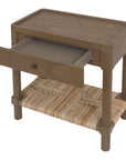 Asura Nightstand With Rush Shelf Solid Wood nightstand