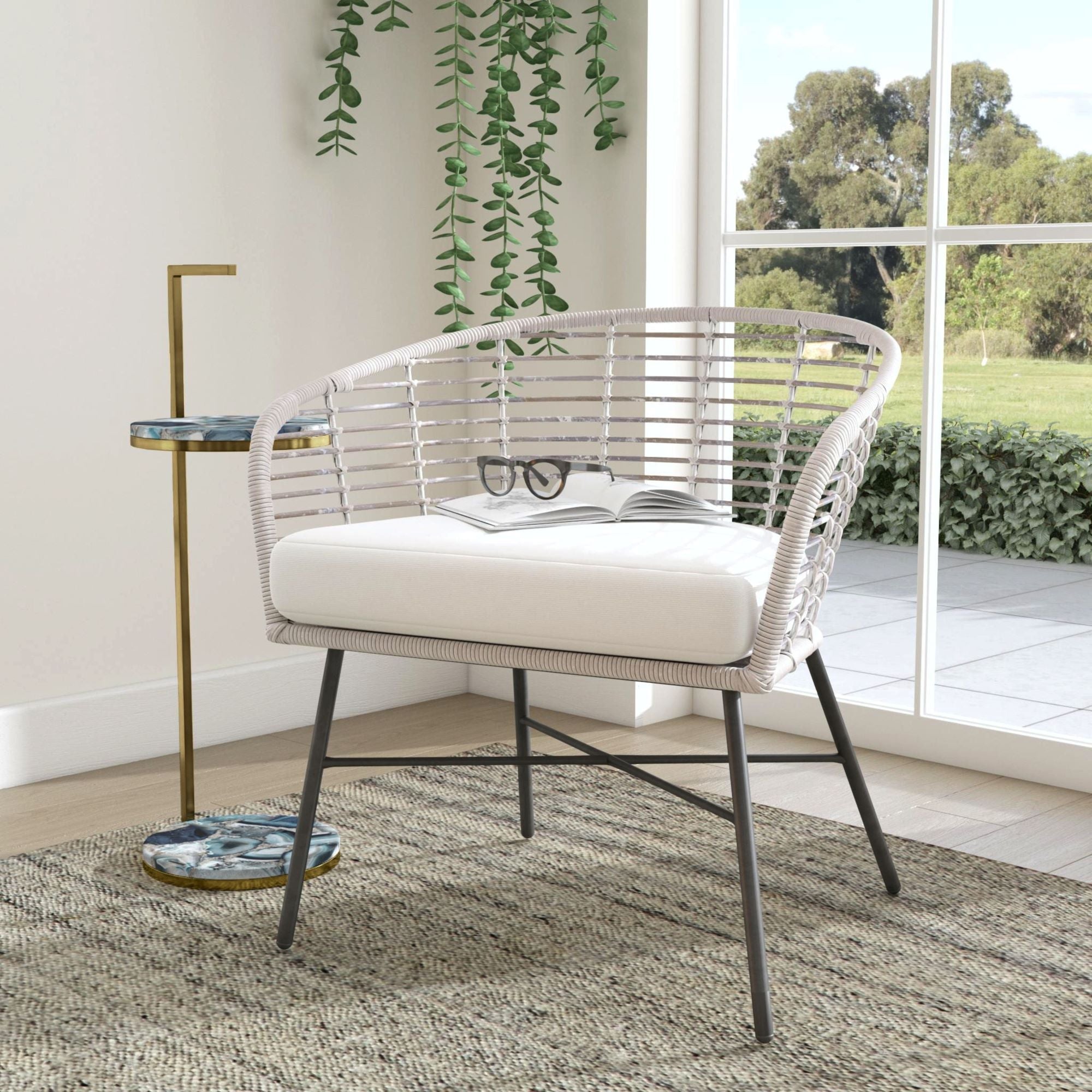 Indigo Road by Egypt Sherrod x East at Main Cove Rattan Curved Occasional Chair