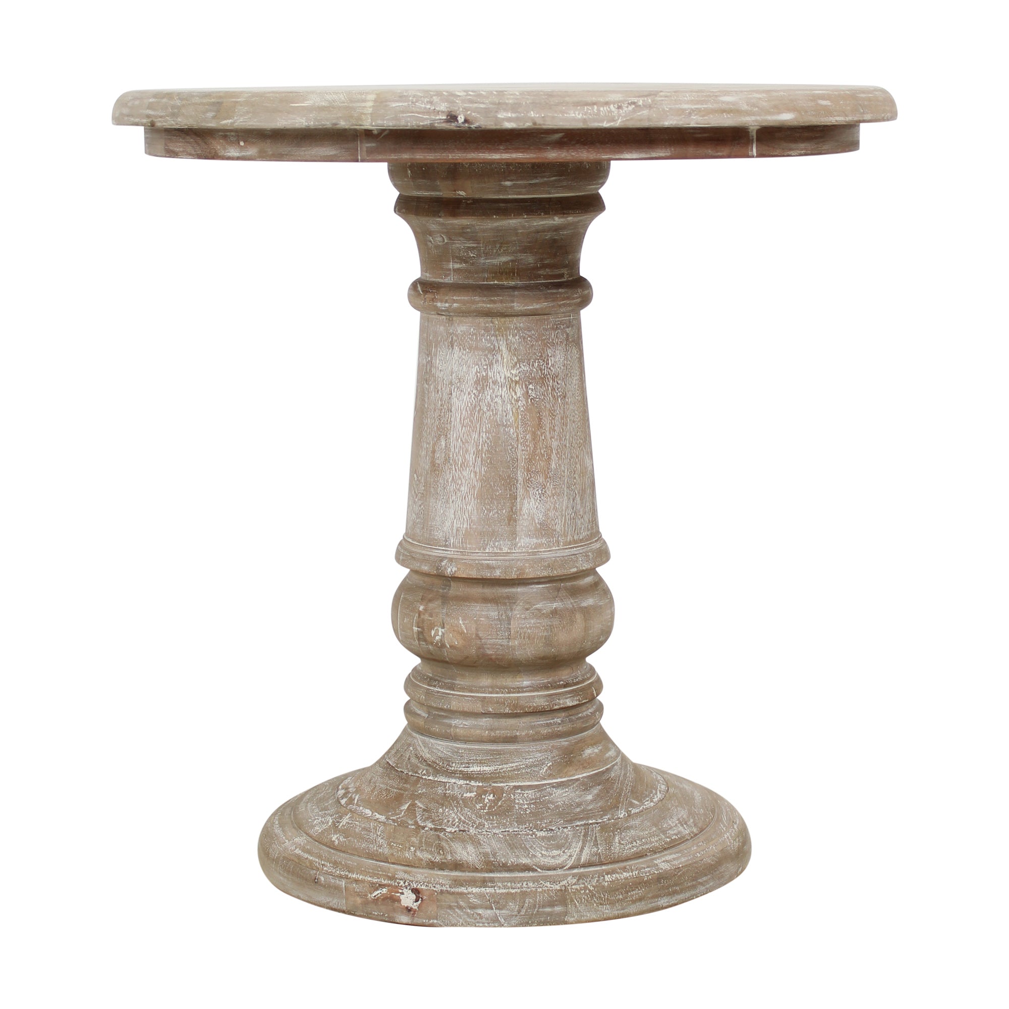 Kafe 24" Solid Wood Pedestal Accent Table