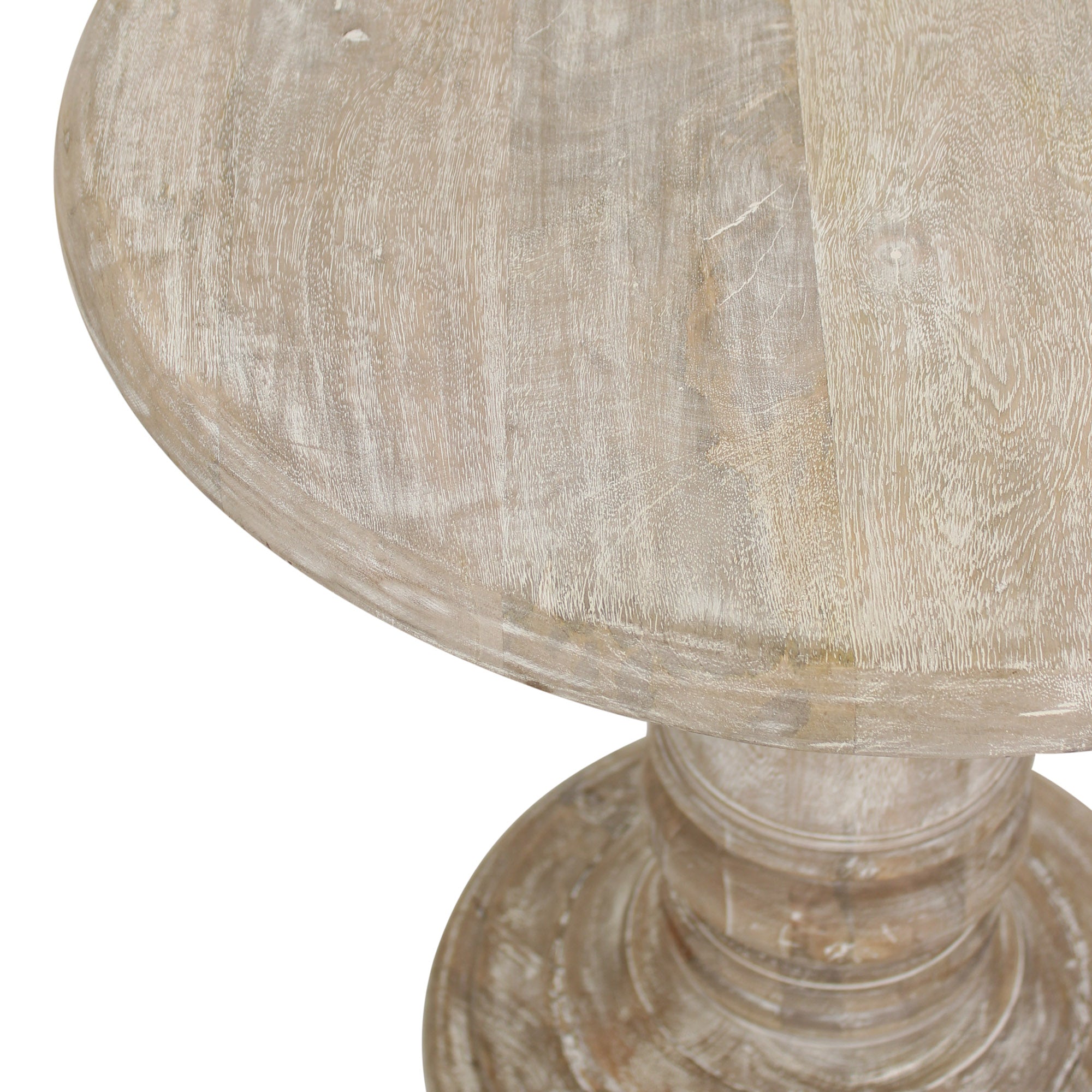 Kafe 24" Solid Wood Pedestal Accent Table