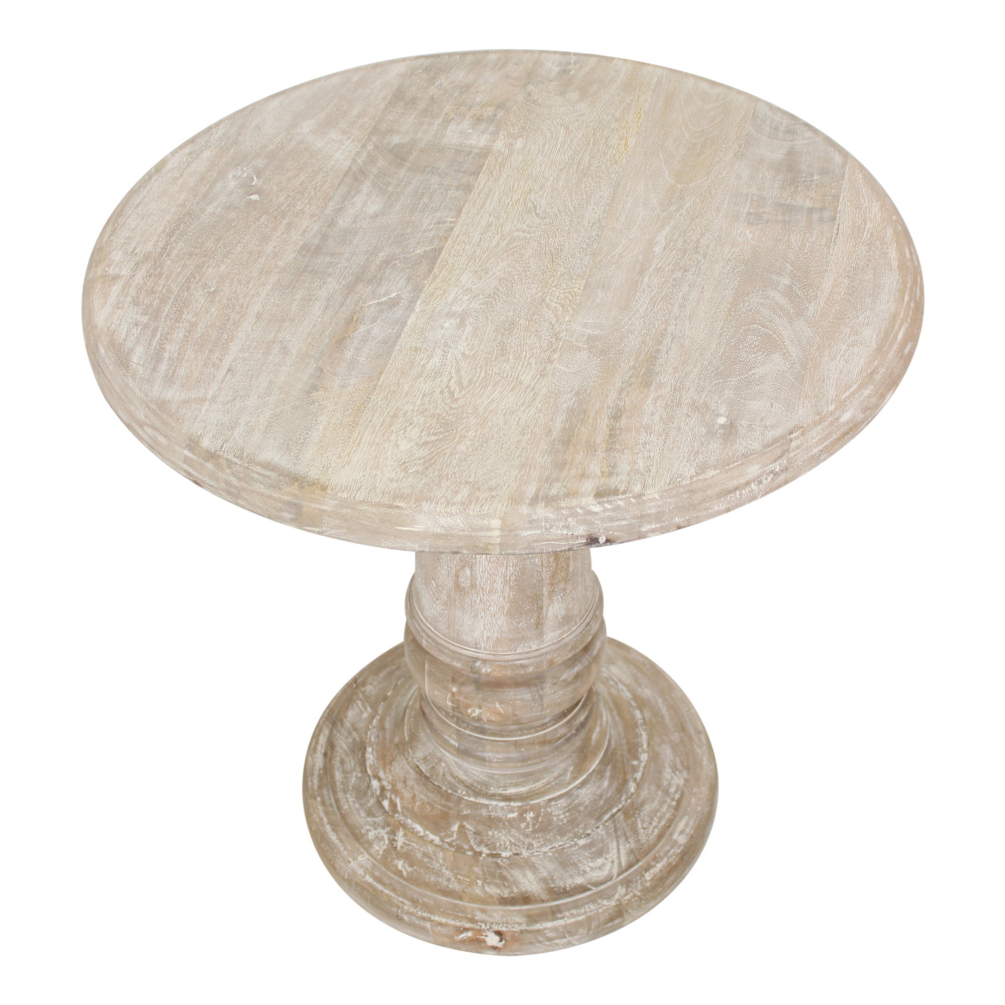 Kafe 24" Solid Wood Pedestal Accent Table