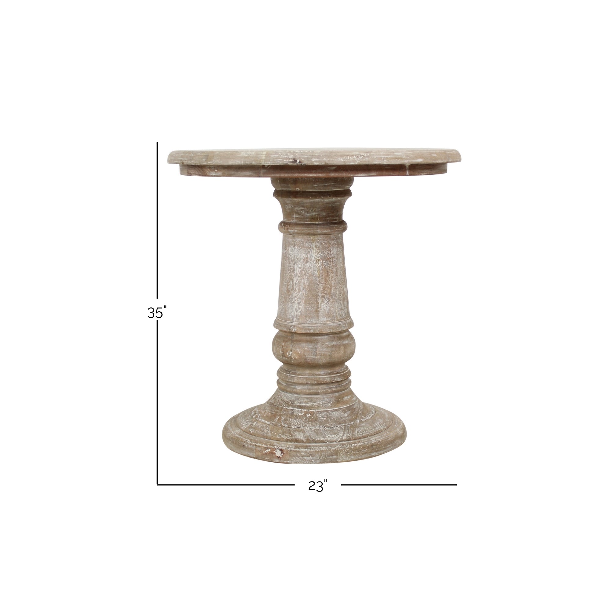Kafe 24" Solid Wood Pedestal Accent Table