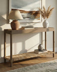 Asura 47" Console Table With Rush Shelf Solid Wood console table
