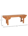 Delia 47" Handcarved Solid Wood Bench