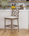 Stacie Rattan Lattice Back Stool Solid Wood counter stool