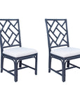 Stacie Rattan Lattice-Back Dining Chairs, Set of 2