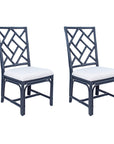 White Stacie Rattan Lattice Back Dining Chairs, Set of 2 Solid Wood dining chair