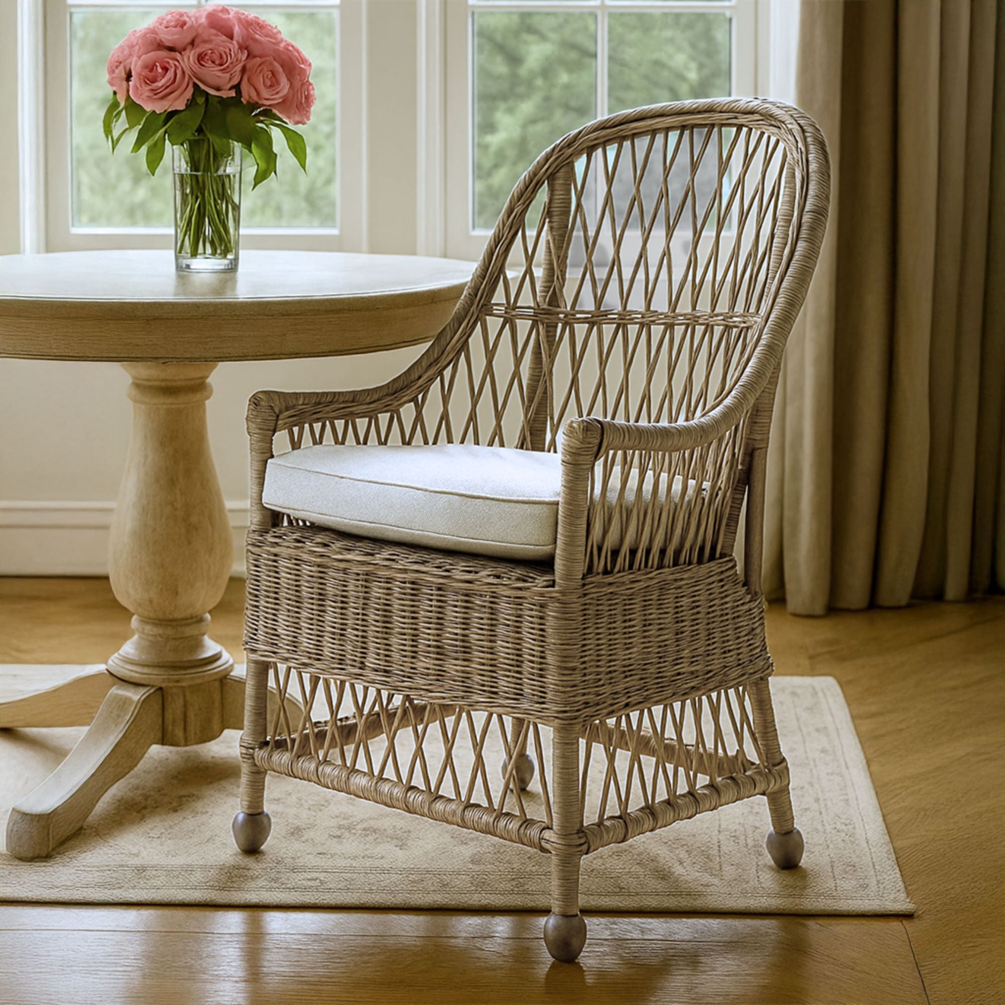 Bayside Handwoven Raffia Arm Chair | East at Main