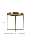 Eros 20" Antique Brass Tray Accent Table Solid Wood accent table