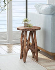 Eli Hand-Carved Solid Wood 14" Side Table with Twig Base
