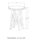 Eli Hand-Carved Solid Wood 14" Side Table with Twig Base