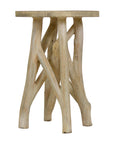 Eli Hand-Carved Solid Wood 14" Side Table with Twig Base