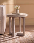 Christie Round Bayur Wood Cross-Base Side Table